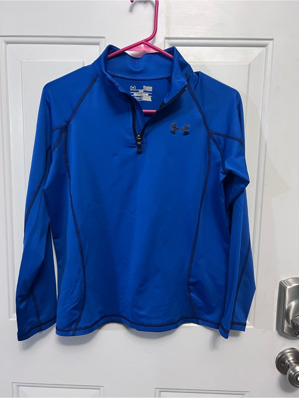 Under Armour Youth Large YLG ColdGear 1/4 Zip Pullover Blue Boys Girls